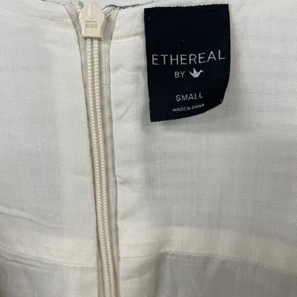 Ethereal By Paper Crane Cream Navy Striped Sleeveless Shift Dress Small - Picture 4 of 6